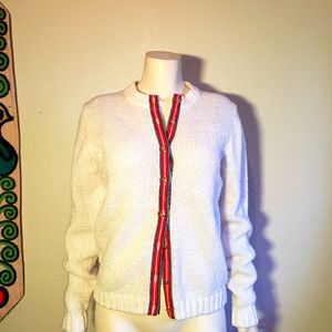 Vintage 60s Cream Cardigan Military Buttons
